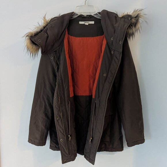 DKNY Anorak Coat Faux Fur Hooded Coat - Picture 3 of 3
